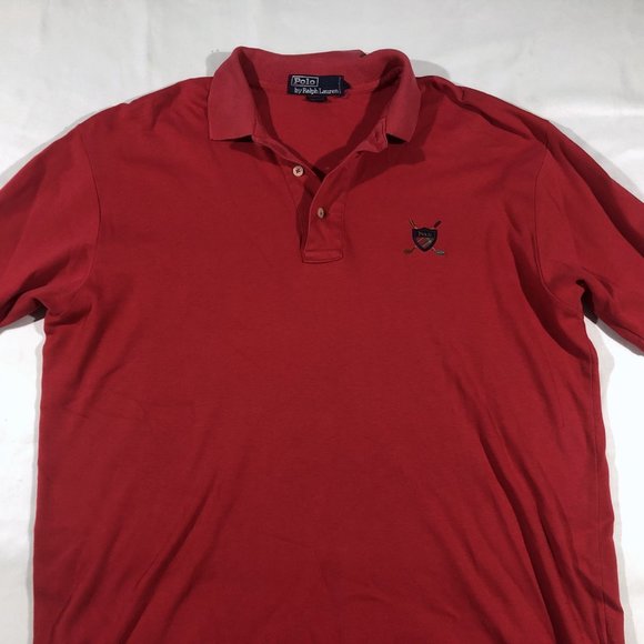Ralph Lauren Polo Men's Red Crest Golf Logo Regular Fit Short Sleeve Shirt Sz M - Picture 2 of 6